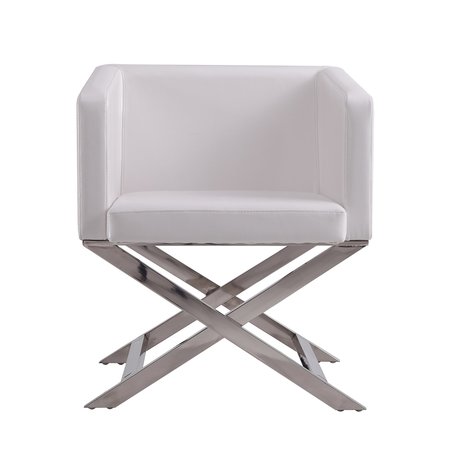 Manhattan Comfort Hollywood Lounge Accent Chair in White and Polished Chrome (Set of 2) 2-AC050-WH